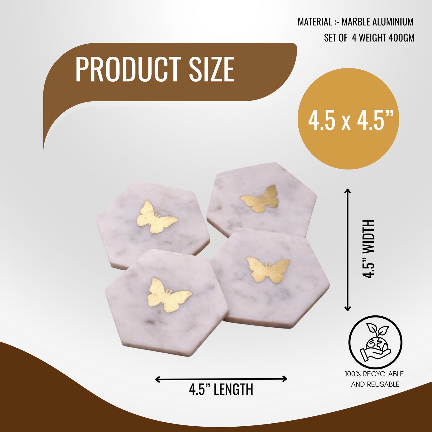 butterfly Marble Coasters – Set of 4