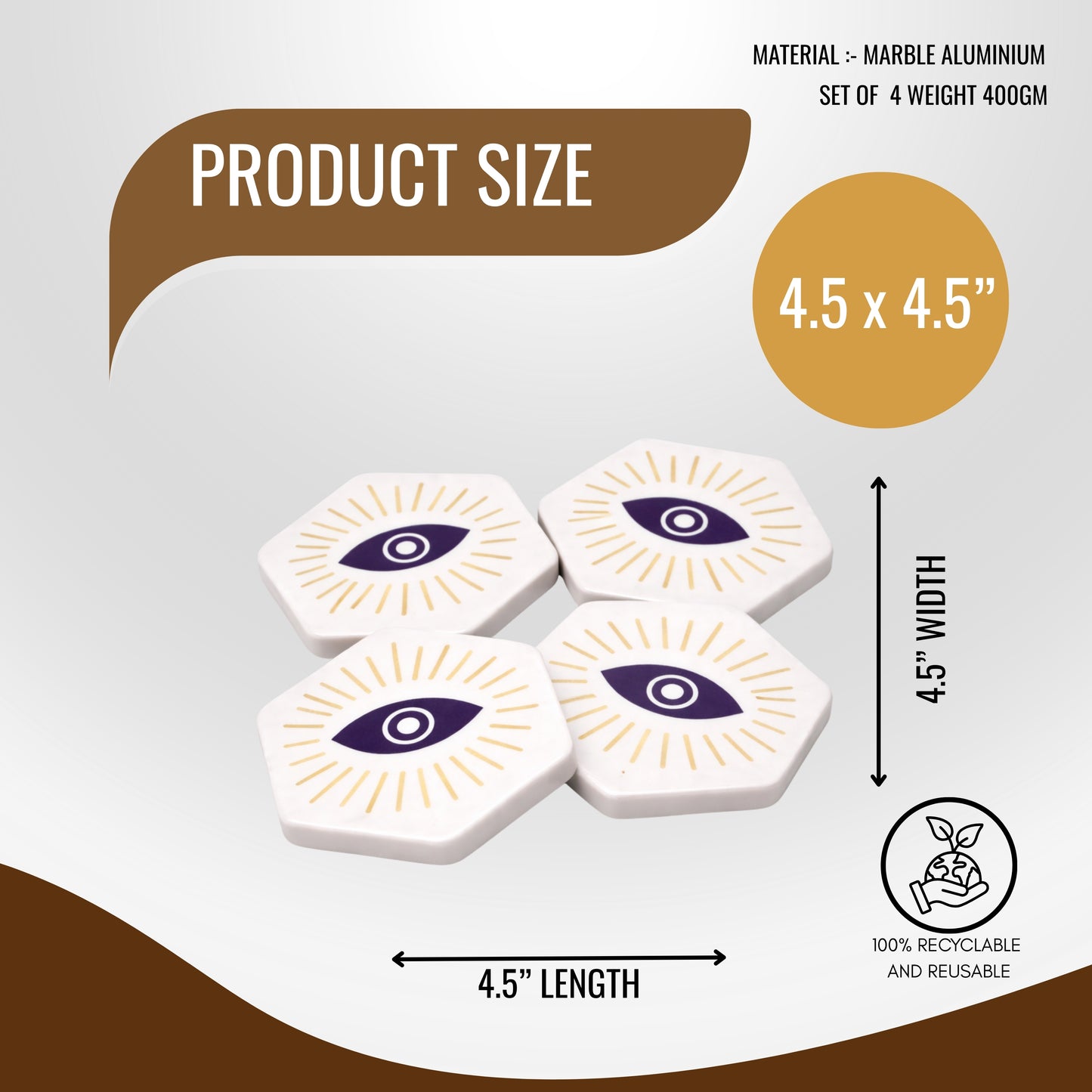 Evil eye Marble Coasters – Set of 4