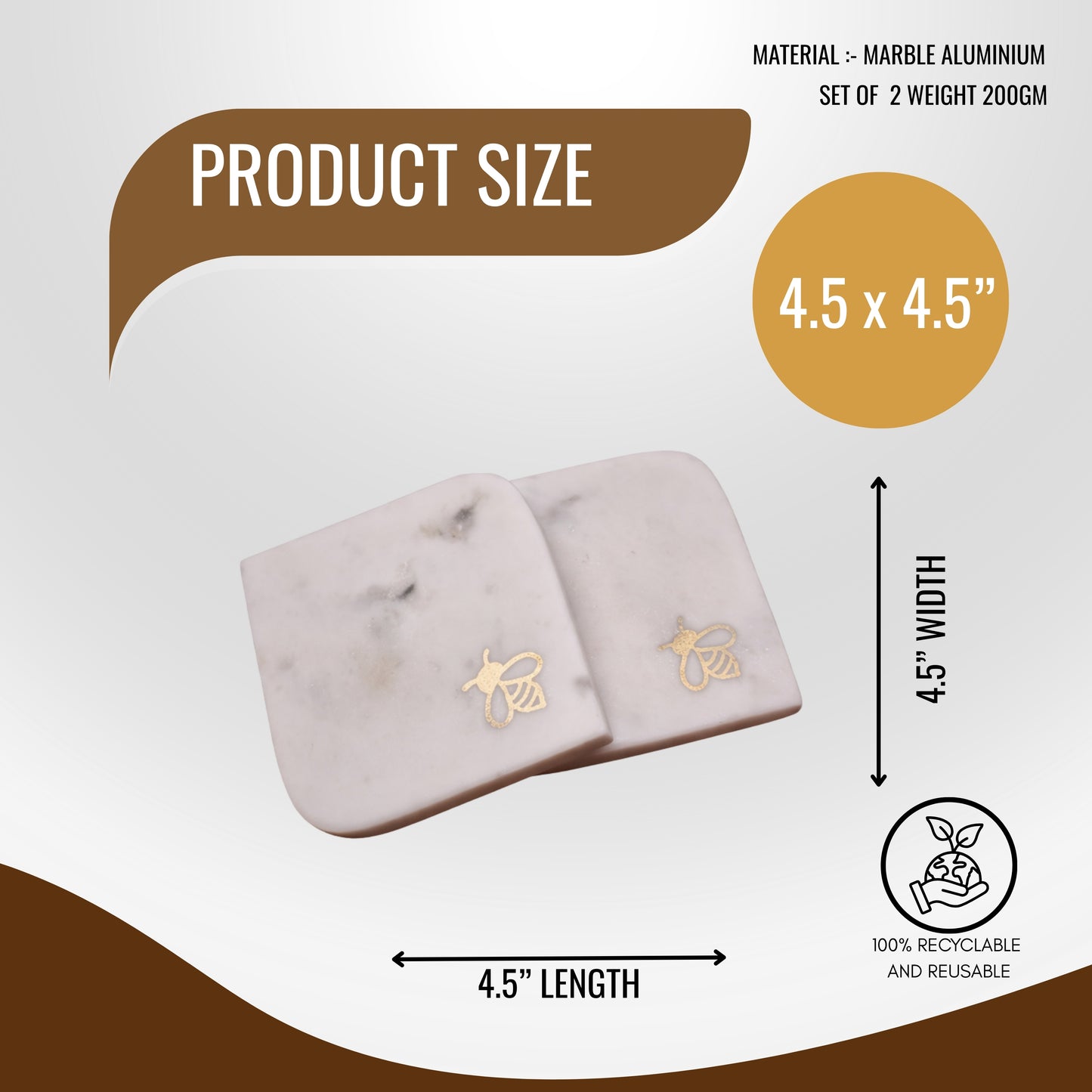 Bee Marble Coasters – Set of 2
