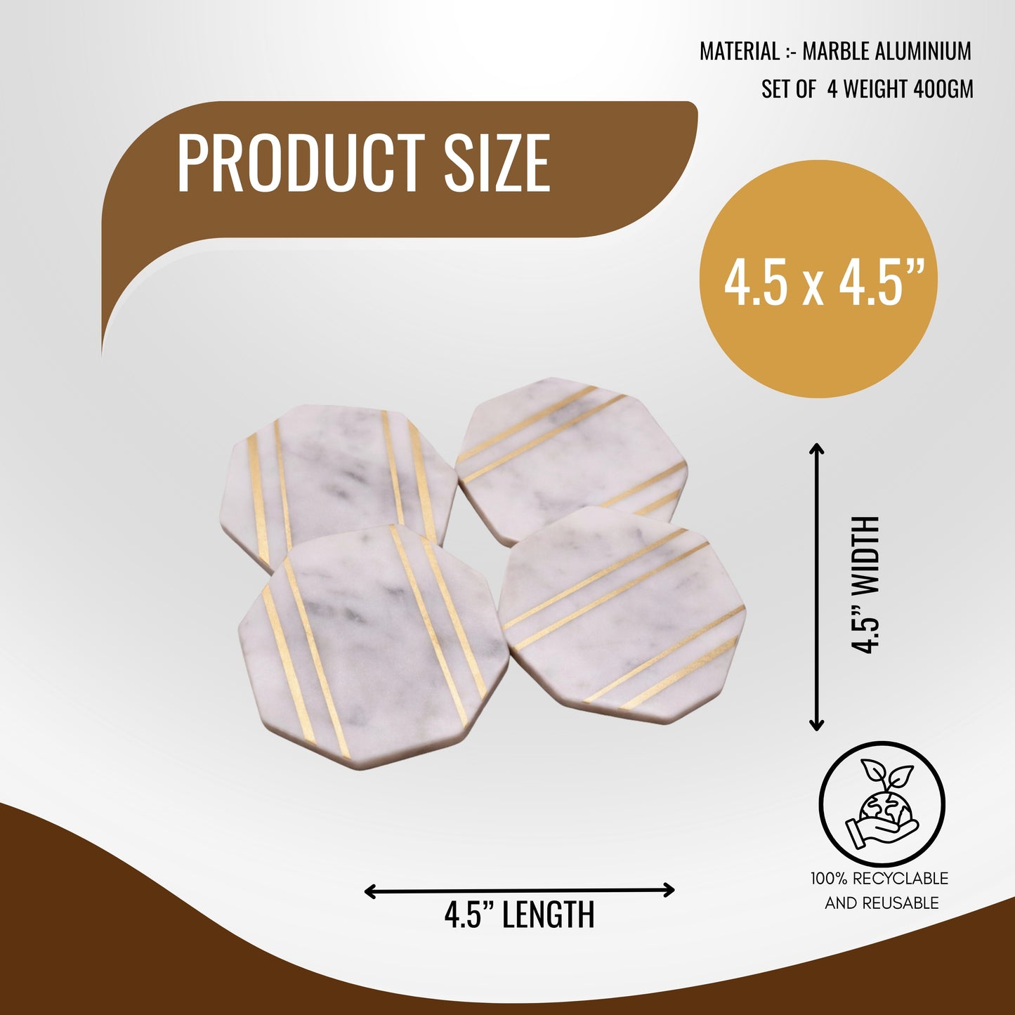octagon Marble Coasters – Set of 4
