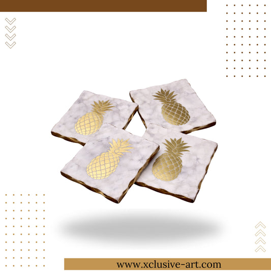 Pineapple Marble Coasters – Set of 4