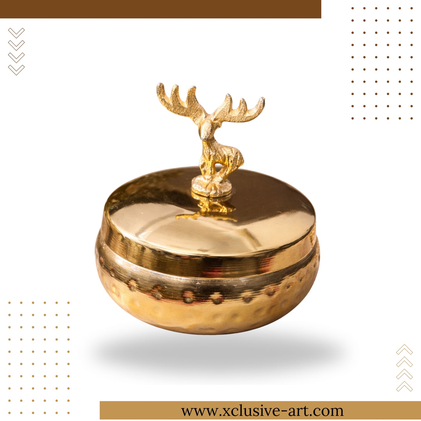 Majestic Stag Brass Storage Jar