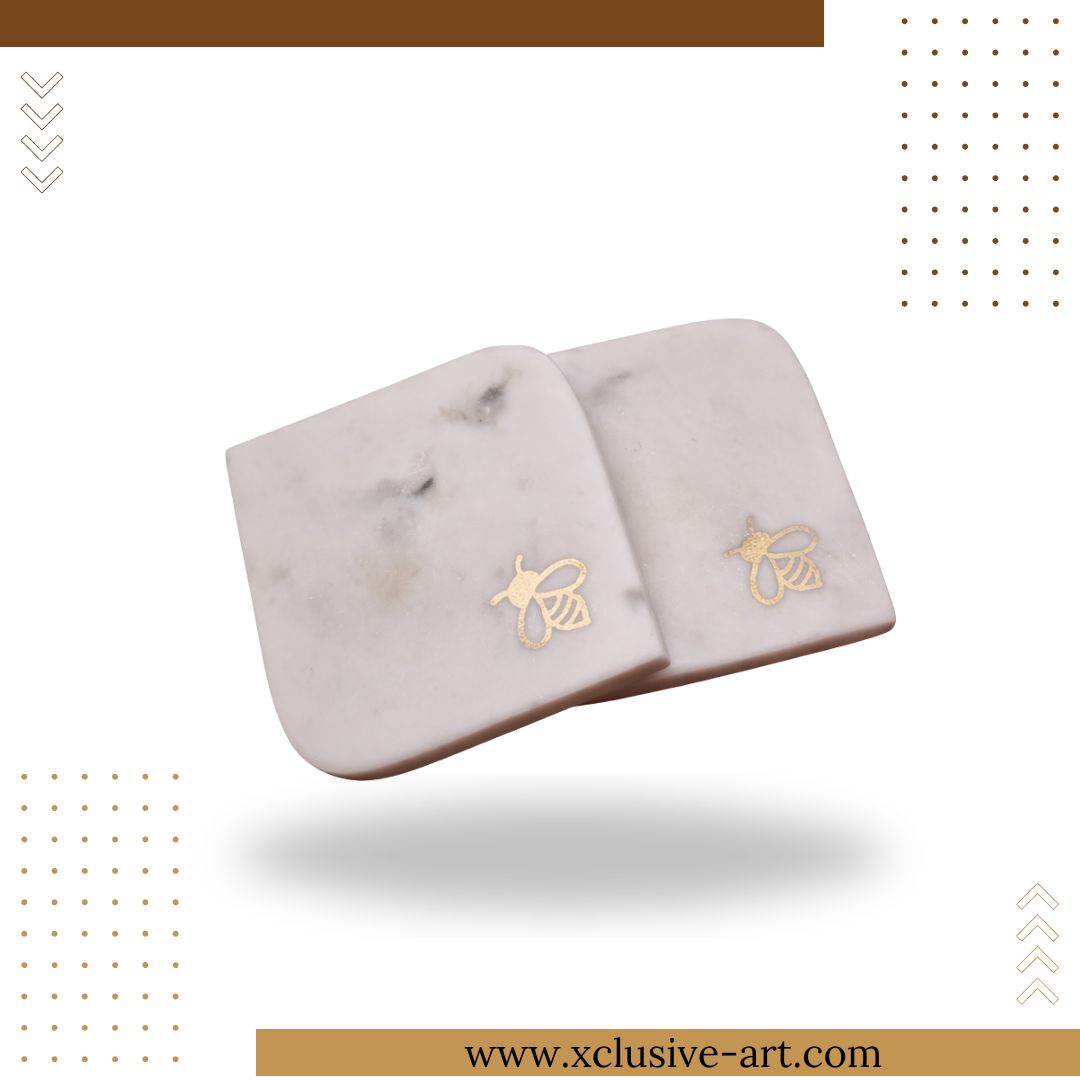 Bee Marble Coasters – Set of 2