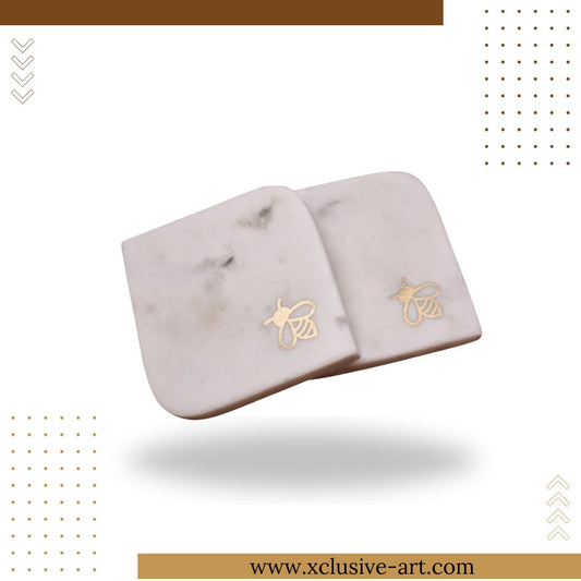 Bee Marble Coasters – Set of 2